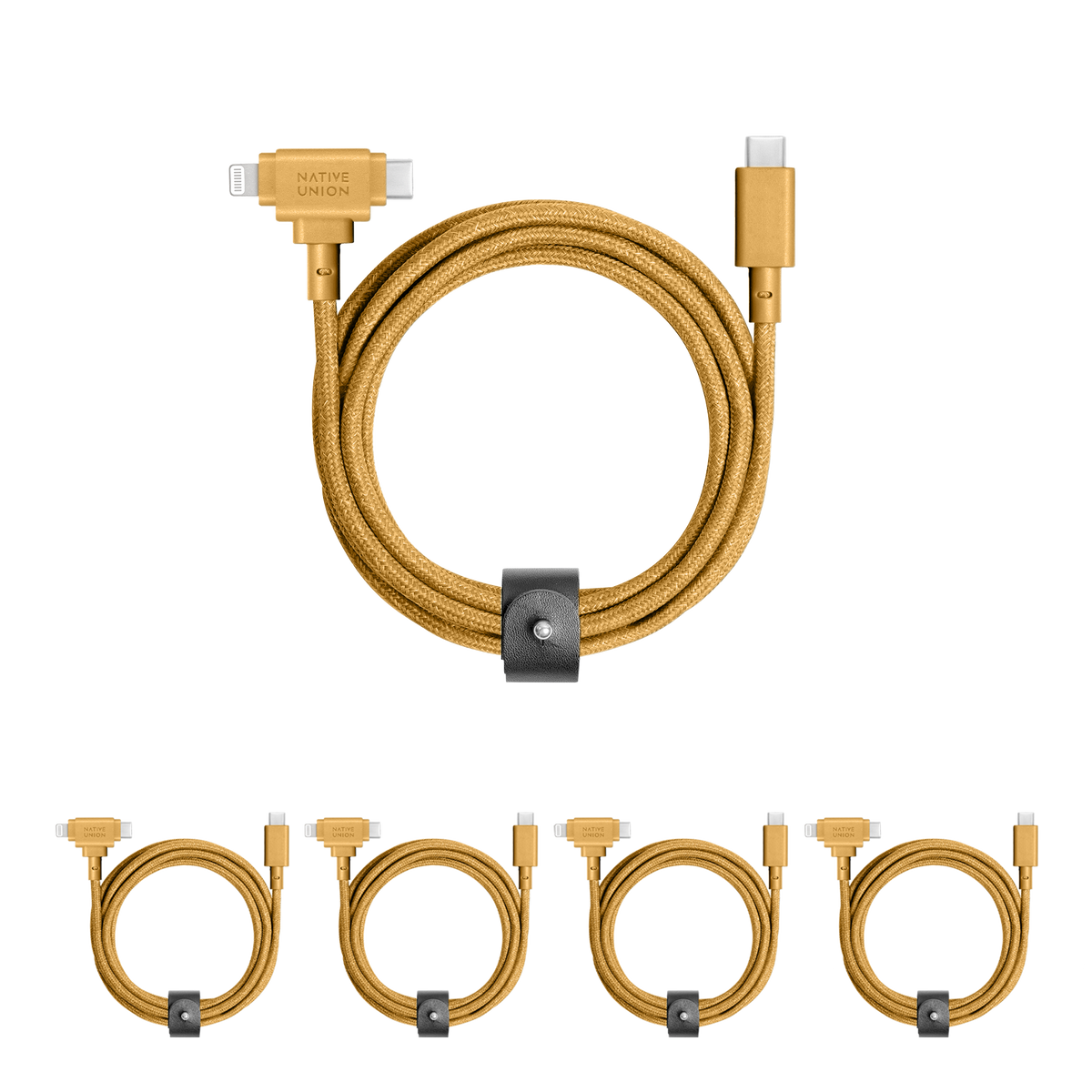 5-Pack Belt Cable Duo (USB-C to USB-C & Lightning)