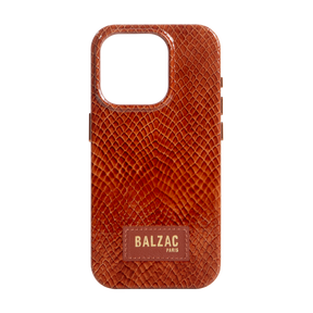 Embossed Cognac Case for iPhone 16
